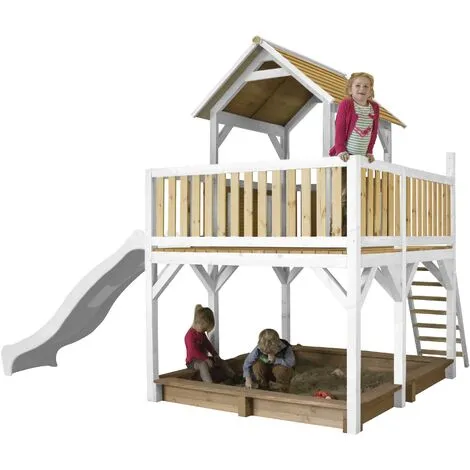 AXI Atka Maison Enfant Avec Bac à Sable & Toboggan Blanc | Aire De Jeux Pour L'extérieur En Marron & Blanc | Maisonnette / Cabane De Jeu En Bois FSC - Marron 3 AXI Atka Maison Enfant Avec Bac à Sable & Toboggan Blanc | Aire De Jeux Pour L'extérieur En Marron & Blanc | Maisonnette / Cabane De Jeu En Bois FSC - Marron – Image 3