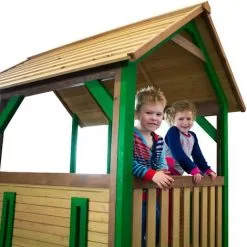 AXI Dory Maison Enfant Avec Bac à Sable & Toboggan Vert | Aire De Jeux Pour L'extérieur En Marron & Vert | Maisonnette / Cabane De Jeu En Bois FSC - Marron -Axi Soldes Boutique 18395988 3