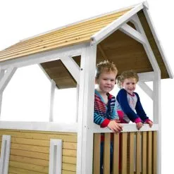 AXI Dory Maison Enfant Avec Bac à Sable & Toboggan Vert Clair | Aire De Jeux Pour L'extérieur En Blanc & Marron| Maisonnette / Cabane De Jeu En Bois FSC - Marron -Axi Soldes Boutique 18396007 3