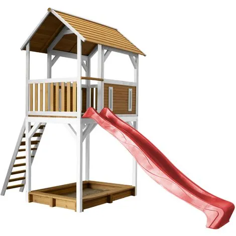 AXI Dory Maison Enfant Avec Bac à Sable & Toboggan Rouge | Aire De Jeux Pour L'extérieur En Blanc & Marron| Maisonnette / Cabane De Jeu En Bois FSC - Marron 1 AXI Dory Maison Enfant Avec Bac à Sable & Toboggan Rouge | Aire De Jeux Pour L'extérieur En Blanc & Marron| Maisonnette / Cabane De Jeu En Bois FSC - Marron