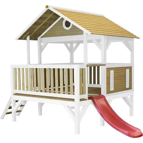 AXI Meeko Maison Enfant Avec Toboggan Rouge | Aire De Jeux Pour L'extérieur En Marron & Blanc | Maisonnette / Cabane De Jeu En Bois FSC - Marron 1 AXI Meeko Maison Enfant Avec Toboggan Rouge | Aire De Jeux Pour L'extérieur En Marron & Blanc | Maisonnette / Cabane De Jeu En Bois FSC - Marron