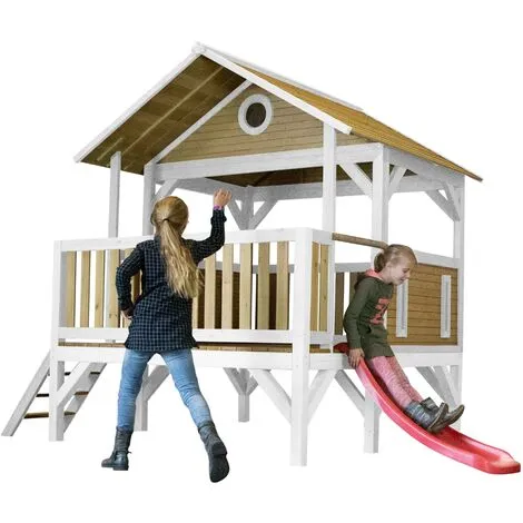 AXI Meeko Maison Enfant Avec Toboggan Rouge | Aire De Jeux Pour L'extérieur En Marron & Blanc | Maisonnette / Cabane De Jeu En Bois FSC - Marron 3 AXI Meeko Maison Enfant Avec Toboggan Rouge | Aire De Jeux Pour L'extérieur En Marron & Blanc | Maisonnette / Cabane De Jeu En Bois FSC - Marron – Image 3