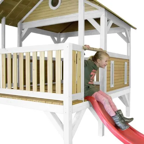 AXI Meeko Maison Enfant Avec Toboggan Rouge | Aire De Jeux Pour L'extérieur En Marron & Blanc | Maisonnette / Cabane De Jeu En Bois FSC - Marron 4 AXI Meeko Maison Enfant Avec Toboggan Rouge | Aire De Jeux Pour L'extérieur En Marron & Blanc | Maisonnette / Cabane De Jeu En Bois FSC - Marron – Image 4