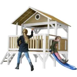 AXI Meeko Maison Enfant Avec Toboggan Bleu | Aire De Jeux Pour L'extérieur En Marron & Blanc | Maisonnette / Cabane De Jeu En Bois FSC - Marron -Axi Soldes Boutique 18396125 3