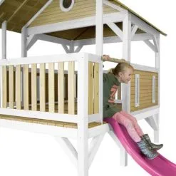 AXI Meeko Maison Enfant Avec Toboggan Violet | Aire De Jeux Pour L'extérieur En Marron & Blanc | Maisonnette / Cabane De Jeu En Bois FSC - Marron -Axi Soldes Boutique 18396146 4