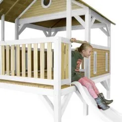 AXI Meeko Maison Enfant Avec Toboggan Blanc | Aire De Jeux Pour L'extérieur En Marron & Blanc | Maisonnette / Cabane De Jeu En Bois FSC - Marron -Axi Soldes Boutique 18396169 4