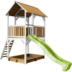 AXI Pumba Maison Enfant Avec Bac à Sable & Toboggan Vert Clair | Aire De Jeux Pour L'extérieur En Marron & Blanc | Maisonnette / Cabane De Jeu En Bois FSC - Marron