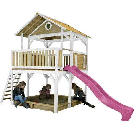 AXI Simba Maison Enfant Avec Sac à Sable & Toboggan Violet | Aire De Jeux Pour L'extérieur En Marron & Blanc | Maisonnette / Cabane De Jeu En Bois FSC - Marron 2 AXI Simba Maison Enfant Avec Sac à Sable & Toboggan Violet | Aire De Jeux Pour L'extérieur En Marron & Blanc | Maisonnette / Cabane De Jeu En Bois FSC - Marron – Image 2