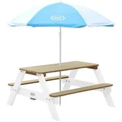 AXI Nick Table Pique Nique Avec Parasol Marron / Blanc | Table De Jeu Enfant Pour Le Jardin - Marron