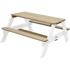 AXI Nick Table Pique Nique Avec Parasol Marron / Blanc | Table De Jeu Enfant Pour Le Jardin - Marron -Axi Soldes Boutique 18396644 4