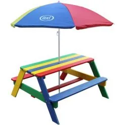 AXI Nick Table Pique Nique Avec Parasol Multicouleur | Table De Jeu Enfant Pour Le Jardin - Bleu -Axi Soldes Boutique 18396647 3