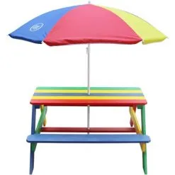 AXI Nick Table Pique Nique Avec Parasol Multicouleur | Table De Jeu Enfant Pour Le Jardin - Bleu -Axi Soldes Boutique 18396647 4