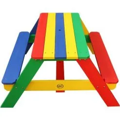 AXI Nick Table Pique Nique Avec Parasol Multicouleur | Table De Jeu Enfant Pour Le Jardin - Bleu -Axi Soldes Boutique 18396647 5