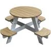 AXI UFO Table De Pique Nique Ronde Pour Enfants En Bois | Table Ronde Enfant Pour Le Jardin En Marron Et Blanc Avec 4 Sièges - Marron