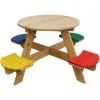 AXI UFO Table De Pique Nique Ronde Pour Enfants En Bois | Table Ronde Enfant Pour Le Jardin Multicouleur Avec 4 Sièges - Marron