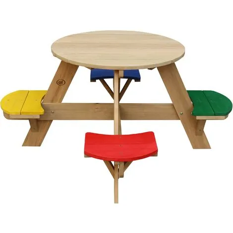 AXI UFO Table De Pique Nique Ronde Pour Enfants En Bois | Table Ronde Enfant Pour Le Jardin Multicouleur Avec 4 Sièges - Marron 2 AXI UFO Table De Pique Nique Ronde Pour Enfants En Bois | Table Ronde Enfant Pour Le Jardin Multicouleur Avec 4 Sièges - Marron – Image 2