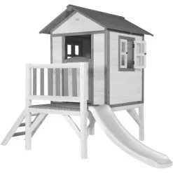 AXI Maison Enfant Beach Lodge XL En Blanc Avec Toboggan En Blanc | Maison De Jeux En Bois FFC Pour Les Enfants | Maisonnette / Cabane De Jeu Pour Le Jardin - Blanc