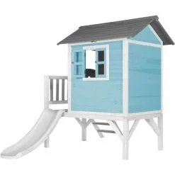 AXI Maison Enfant Beach Lodge XL En Bleu Avec Toboggan En Blanc | Maison De Jeux En Bois FFC Pour Les Enfants | Maisonnette / Cabane De Jeu Pour Le Jardin - Bleu -Axi Soldes Boutique 18396666 3