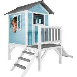 AXI Maison Enfant Beach Lodge XL En Bleu Avec Toboggan En Blanc | Maison De Jeux En Bois FFC Pour Les Enfants | Maisonnette / Cabane De Jeu Pour Le Jardin - Bleu -Axi Soldes Boutique 18396666 5