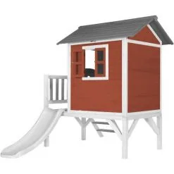 AXI Maison Enfant Beach Lodge XL En Rouge Avec Toboggan En Blanc | Maison De Jeux En Bois FFC Pour Les Enfants | Maisonnette / Cabane De Jeu Pour Le Jardin - Rouge -Axi Soldes Boutique 18396674 3