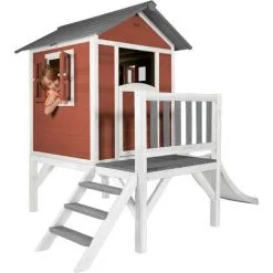 AXI Maison Enfant Beach Lodge XL En Rouge Avec Toboggan En Blanc | Maison De Jeux En Bois FFC Pour Les Enfants | Maisonnette / Cabane De Jeu Pour Le Jardin - Rouge -Axi Soldes Boutique 18396674 5