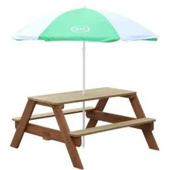 AXI Nick Table Pique Nique Avec Parasol Marron | Table De Jeu Enfant Pour Le Jardin - Marron