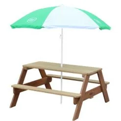 AXI Nick Table Pique Nique Avec Parasol Marron | Table De Jeu Enfant Pour Le Jardin - Marron -Axi Soldes Boutique 18495887 3