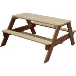 AXI Nick Table Pique Nique Avec Parasol Marron | Table De Jeu Enfant Pour Le Jardin - Marron -Axi Soldes Boutique 18495887 4