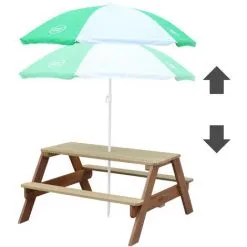 AXI Nick Table Pique Nique Avec Parasol Marron | Table De Jeu Enfant Pour Le Jardin - Marron -Axi Soldes Boutique 18495887 5