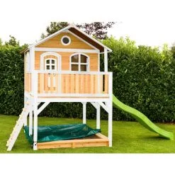 AXI Marc Maison Enfant Avec Bac à Sable & Toboggan Vert Clair | Aire De Jeux Pour L'extérieur En Marron & Blanc | Maisonnette / Cabane De Jeu En Bois FSC - Marron -Axi Soldes Boutique 18495895 5