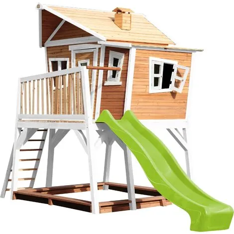 AXI Max Maison Enfant Avec Bac à Sable & Toboggan Vert Clair | Aire De Jeux Pour L'extérieur En Marron & Blanc | Maisonnette / Cabane De Jeu En Bois FSC - Marron 2 AXI Max Maison Enfant Avec Bac à Sable & Toboggan Vert Clair | Aire De Jeux Pour L'extérieur En Marron & Blanc | Maisonnette / Cabane De Jeu En Bois FSC - Marron – Image 2