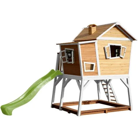 AXI Max Maison Enfant Avec Bac à Sable & Toboggan Vert Clair | Aire De Jeux Pour L'extérieur En Marron & Blanc | Maisonnette / Cabane De Jeu En Bois FSC - Marron 3 AXI Max Maison Enfant Avec Bac à Sable & Toboggan Vert Clair | Aire De Jeux Pour L'extérieur En Marron & Blanc | Maisonnette / Cabane De Jeu En Bois FSC - Marron – Image 3