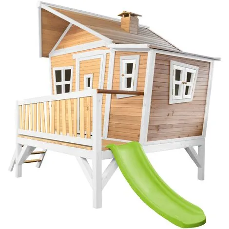 AXI Emma Maison Enfant Avec Toboggan Vert Clair | Aire De Jeux Pour L'extérieur En Marron & Blanc | Maisonnette / Cabane De Jeu En Bois FSC - Marron 3 AXI Emma Maison Enfant Avec Toboggan Vert Clair | Aire De Jeux Pour L'extérieur En Marron & Blanc | Maisonnette / Cabane De Jeu En Bois FSC - Marron – Image 3