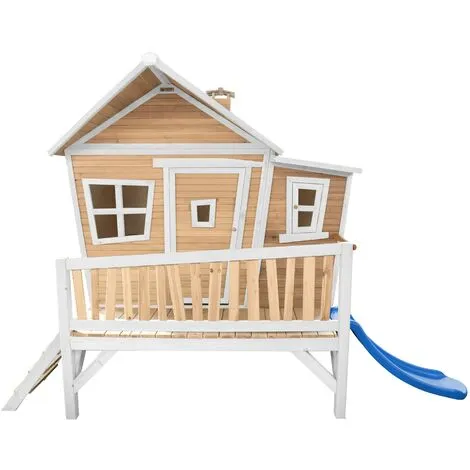 AXI Emma Maison Enfant Avec Toboggan Bleu | Aire De Jeux Pour L'extérieur En Marron & Blanc | Maisonnette / Cabane De Jeu En Bois FSC - Marron 1 AXI Emma Maison Enfant Avec Toboggan Bleu | Aire De Jeux Pour L'extérieur En Marron & Blanc | Maisonnette / Cabane De Jeu En Bois FSC - Marron