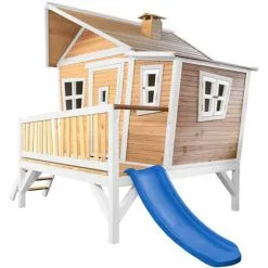 AXI Emma Maison Enfant Avec Toboggan Bleu | Aire De Jeux Pour L'extérieur En Marron & Blanc | Maisonnette / Cabane De Jeu En Bois FSC - Marron 7 AXI Emma Maison Enfant Avec Toboggan Bleu | Aire De Jeux Pour L'extérieur En Marron & Blanc | Maisonnette / Cabane De Jeu En Bois FSC - Marron -Axi Soldes Boutique 18723187 3