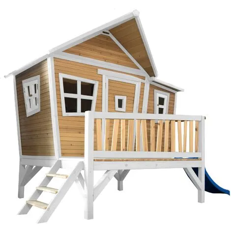 AXI Emma Maison Enfant Avec Toboggan Bleu | Aire De Jeux Pour L'extérieur En Marron & Blanc | Maisonnette / Cabane De Jeu En Bois FSC - Marron 4 AXI Emma Maison Enfant Avec Toboggan Bleu | Aire De Jeux Pour L'extérieur En Marron & Blanc | Maisonnette / Cabane De Jeu En Bois FSC - Marron – Image 4