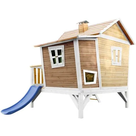 AXI Emma Maison Enfant Avec Toboggan Bleu | Aire De Jeux Pour L'extérieur En Marron & Blanc | Maisonnette / Cabane De Jeu En Bois FSC - Marron 5 AXI Emma Maison Enfant Avec Toboggan Bleu | Aire De Jeux Pour L'extérieur En Marron & Blanc | Maisonnette / Cabane De Jeu En Bois FSC - Marron – Image 5