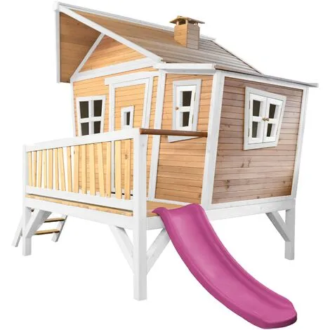 AXI Emma Maison Enfant Avec Toboggan Violet | Aire De Jeux Pour L'extérieur En Marron & Blanc | Maisonnette / Cabane De Jeu En Bois FSC - Marron 3 AXI Emma Maison Enfant Avec Toboggan Violet | Aire De Jeux Pour L'extérieur En Marron & Blanc | Maisonnette / Cabane De Jeu En Bois FSC - Marron – Image 3