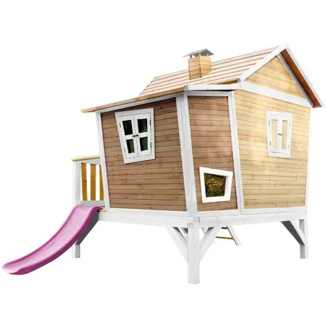 AXI Emma Maison Enfant Avec Toboggan Violet | Aire De Jeux Pour L'extérieur En Marron & Blanc | Maisonnette / Cabane De Jeu En Bois FSC - Marron 5 AXI Emma Maison Enfant Avec Toboggan Violet | Aire De Jeux Pour L'extérieur En Marron & Blanc | Maisonnette / Cabane De Jeu En Bois FSC - Marron – Image 5
