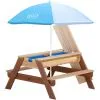 AXI Nick Table Sable Et Eau / Pique Nique En Bois Marron | Table D'eau Avec Couvercle, Boîtes De Rangement & Parasol | Table De Jeu Enfant à Eau Pour Le Jardin - Marron