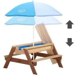 AXI Nick Table Sable Et Eau / Pique Nique En Bois Marron | Table D'eau Avec Couvercle, Boîtes De Rangement & Parasol | Table De Jeu Enfant à Eau Pour Le Jardin - Marron -Axi Soldes Boutique 30328962 5