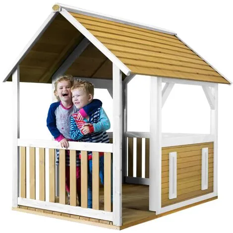 AXI Forest Maison Enfant En Bois FSC | Maison De Jeux Pour L'extérieur / Jardin En Marron & Blanc | Maisonnette / Cabane De Jeu Avec Véranda - Marron 3 AXI Forest Maison Enfant En Bois FSC | Maison De Jeux Pour L'extérieur / Jardin En Marron & Blanc | Maisonnette / Cabane De Jeu Avec Véranda - Marron – Image 3