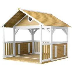 AXI Zazou Maison Enfant En Bois FSC | Maison De Jeux Pour L'extérieur / Jardin En Marron & Blanc | Maisonnette / Cabane De Jeu Avec Véranda & Table Picnic - Marron