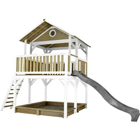 AXI Simba Maison Enfant Avec Bac à Sable & Toboggan Gris | Aire De Jeux Pour L'extérieur En Marron & Blanc | Maisonnette / Cabane De Jeu En Bois FSC - Marron 1 AXI Simba Maison Enfant Avec Bac à Sable & Toboggan Gris | Aire De Jeux Pour L'extérieur En Marron & Blanc | Maisonnette / Cabane De Jeu En Bois FSC - Marron