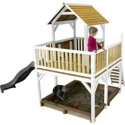AXI Atka Maison Enfant Avec Bac à Sable & Toboggan Gris | Aire De Jeux Pour L'extérieur En Marron & Blanc | Maisonnette / Cabane De Jeu En Bois FSC - Marron -Axi Soldes Boutique 30353725 3