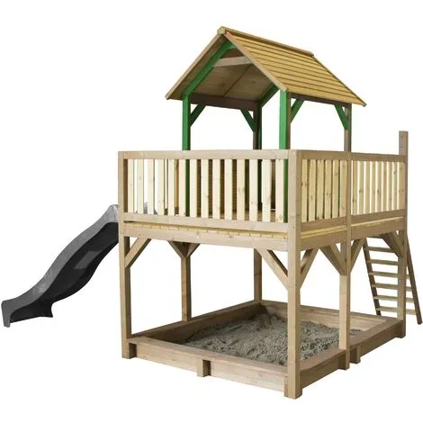 AXI Atka Maison Enfant Avec Bac à Sable & Toboggan Gris | Aire De Jeux Pour L'extérieur En Marron & Vert | Maisonnette / Cabane De Jeu En Bois FSC - Marron 1 AXI Atka Maison Enfant Avec Bac à Sable & Toboggan Gris | Aire De Jeux Pour L'extérieur En Marron & Vert | Maisonnette / Cabane De Jeu En Bois FSC - Marron