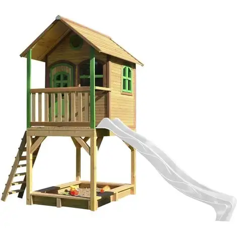 AXI Sarah Maison Enfant Avec Bac à Sable & Toboggan Blanc | Aire De Jeux Pour L'extérieur En Marron & Vert | Maisonnette / Cabane De Jeu En Bois FSC - Marron 1 AXI Sarah Maison Enfant Avec Bac à Sable & Toboggan Blanc | Aire De Jeux Pour L'extérieur En Marron & Vert | Maisonnette / Cabane De Jeu En Bois FSC - Marron