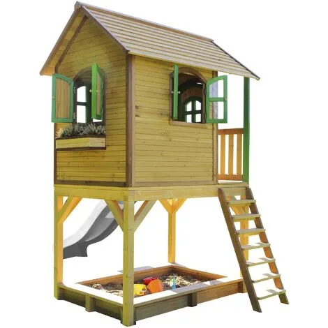 AXI Sarah Maison Enfant Avec Bac à Sable & Toboggan Blanc | Aire De Jeux Pour L'extérieur En Marron & Vert | Maisonnette / Cabane De Jeu En Bois FSC - Marron 4 AXI Sarah Maison Enfant Avec Bac à Sable & Toboggan Blanc | Aire De Jeux Pour L'extérieur En Marron & Vert | Maisonnette / Cabane De Jeu En Bois FSC - Marron – Image 4