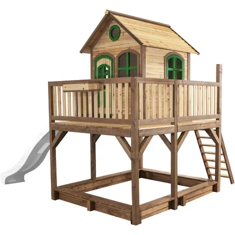 AXI Liam Maison Enfant Avec Bac à Sable & Toboggan Blanc | Aire De Jeux Pour L'extérieur En Marron & Vert | Maisonnette / Cabane De Jeu En Bois FSC - Marron 1 AXI Liam Maison Enfant Avec Bac à Sable & Toboggan Blanc | Aire De Jeux Pour L'extérieur En Marron & Vert | Maisonnette / Cabane De Jeu En Bois FSC - Marron