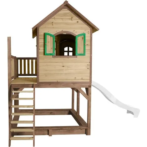 AXI Liam Maison Enfant Avec Bac à Sable & Toboggan Blanc | Aire De Jeux Pour L'extérieur En Marron & Vert | Maisonnette / Cabane De Jeu En Bois FSC - Marron 3 AXI Liam Maison Enfant Avec Bac à Sable & Toboggan Blanc | Aire De Jeux Pour L'extérieur En Marron & Vert | Maisonnette / Cabane De Jeu En Bois FSC - Marron – Image 3